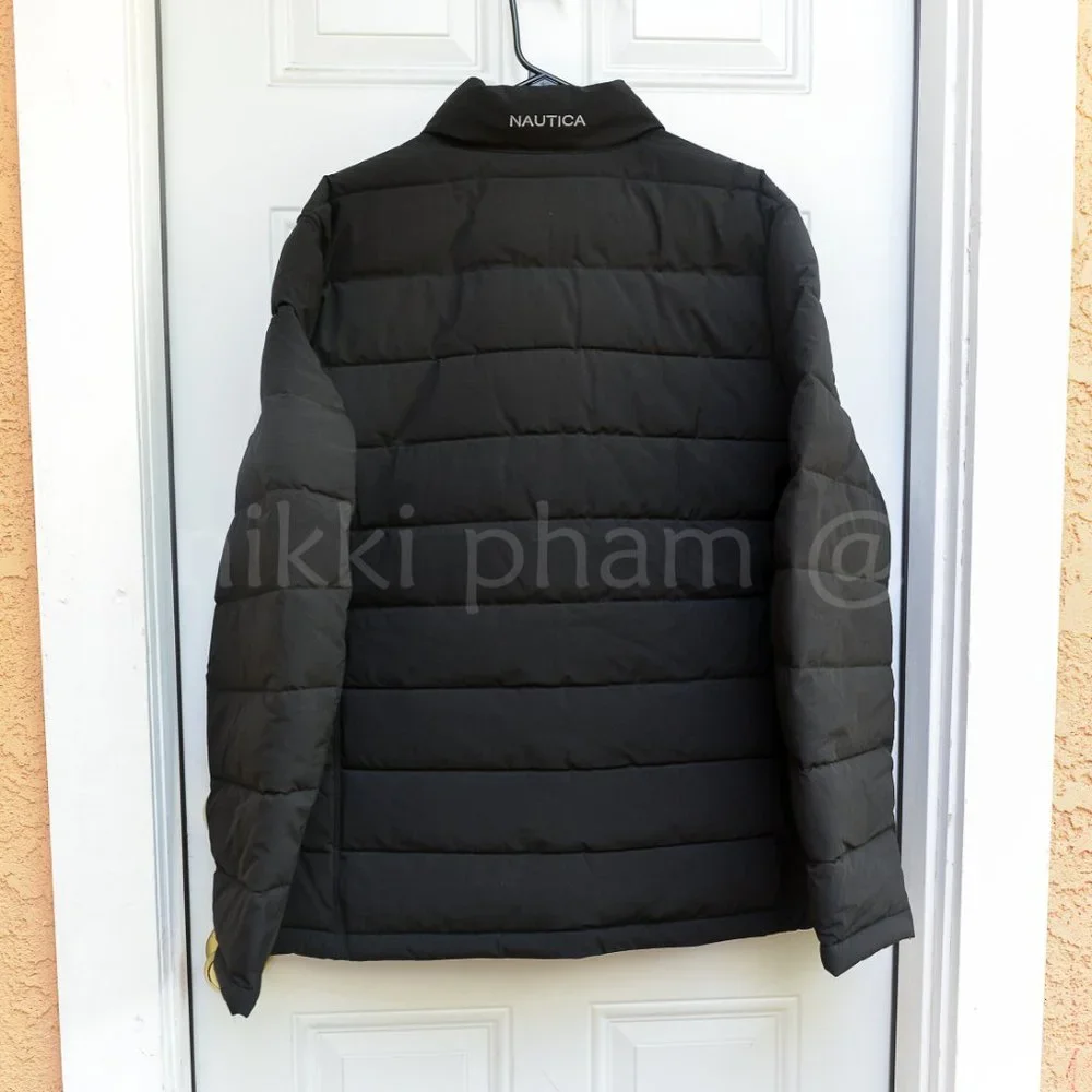 NWT Nautica Men's  Puffer Bomber Jacket   IN BLACK - Picture 3 of 6
